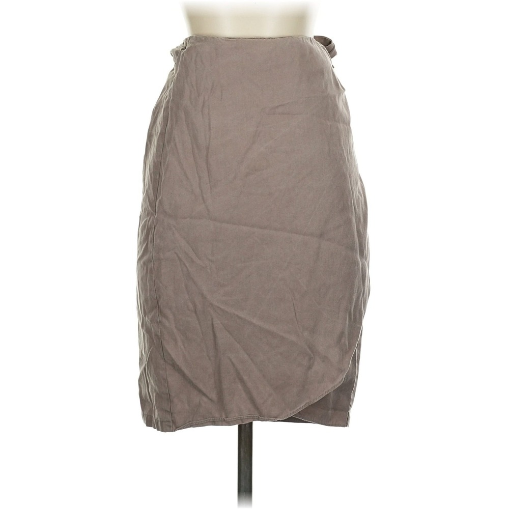 Vetta Capsule Wrap Skirt Small Light Tan Side Tie Waist Tulip Hem Tencel